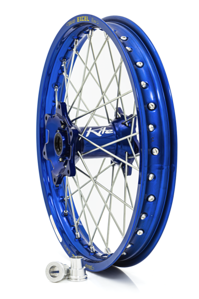 Elite Mx-en Wheel, Silver Spokes Blue Hub 