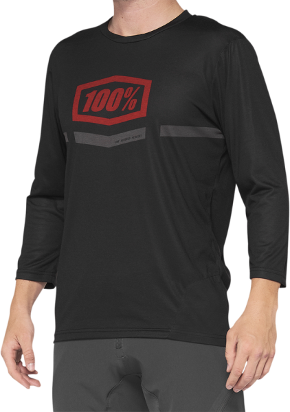 Tricou MTB 100% Airmatic 3/4 Sleeve Black/Red-94f0cb995ad775abb5a2f7375fd81391.webp